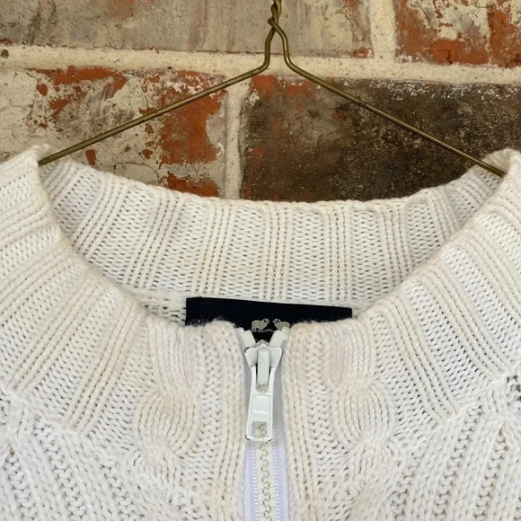 Woods & Gray Cream Cable Ribbed Raglan Zipper Sweater - Picture 2 of 8